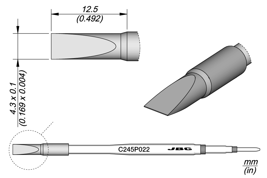 C245P022 - Nickel Chisel Cartridge 4.3 x 0.1